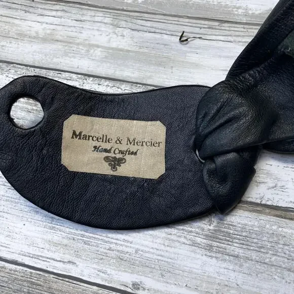 Handmade Leather Belt OOAK Tie Wrap 41” Black Cheetah Faux Fur Mobwife Bohemian - Picture 8 of 8